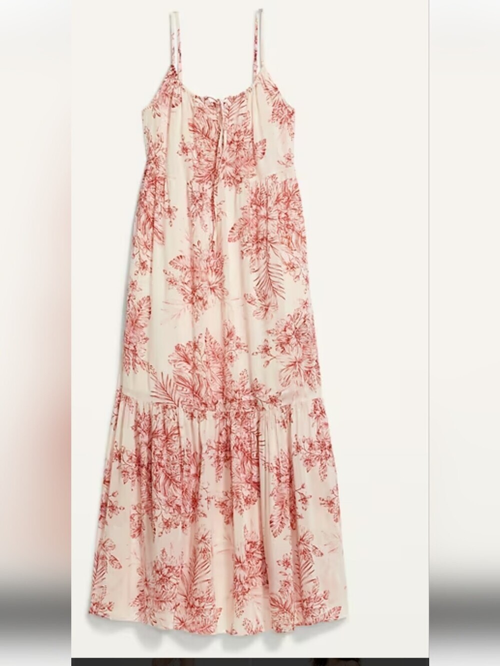 Old Navy Cream Maxi Dress Skirt with Red Floral Motif